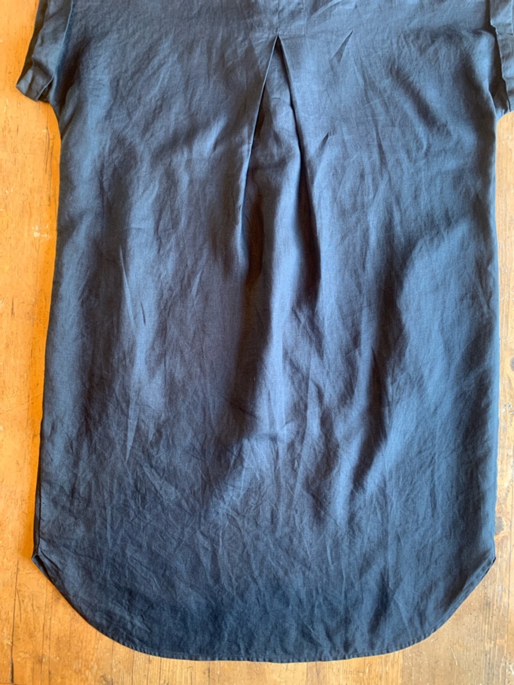 Eileen Fisher Black Short-Sleeve Linen  Button Down Dress - Picture 11 of 16